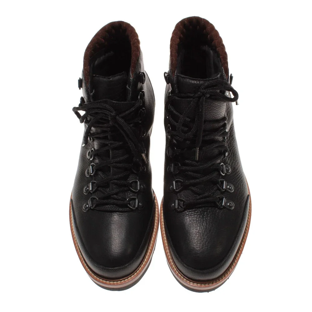 Di Bianco NWB Cortina Lace Up Boots Size 10 US in Black Leather Made in Italy